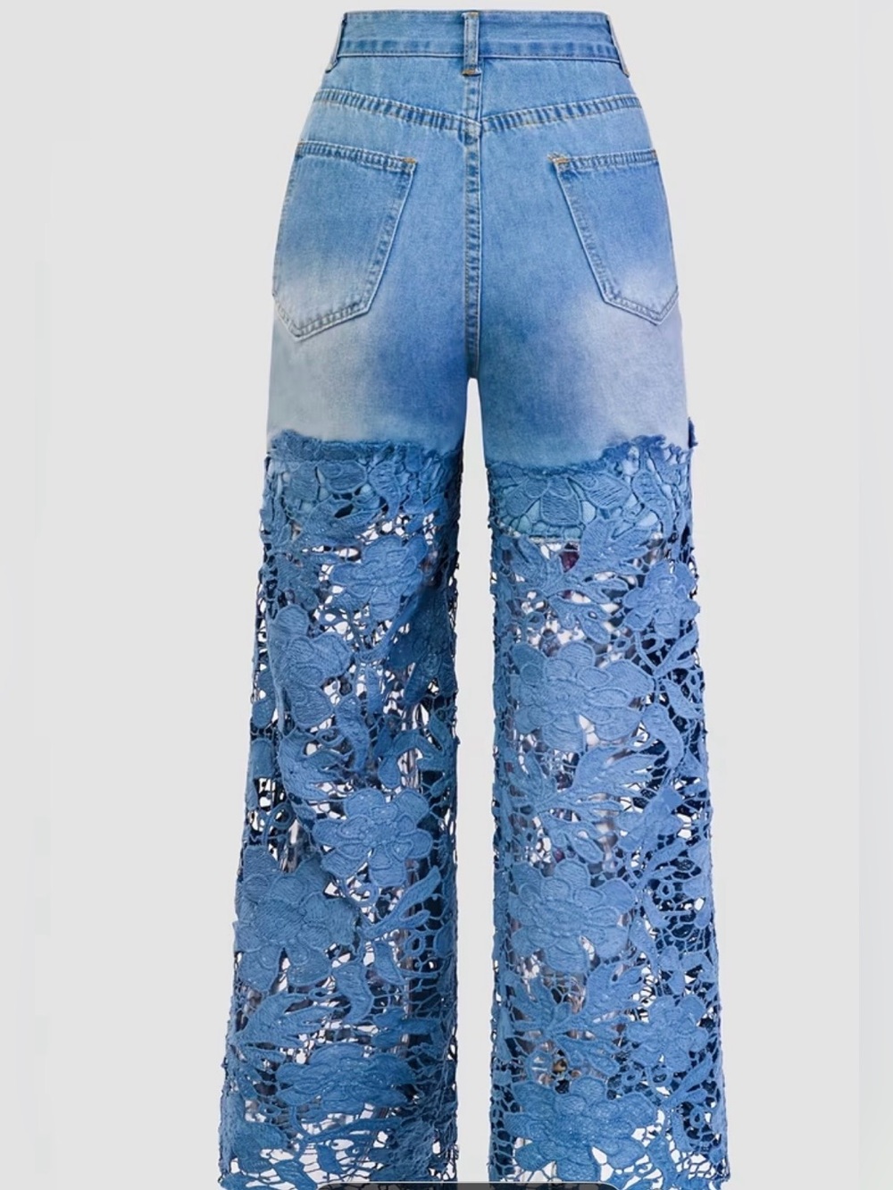 Blue Lace Panel Jeans - Picture 2 of 10
